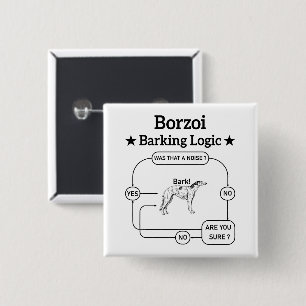 Macaron Carré 5 Cm Borzoi Barking Logique Drôle propriétaire chien Sa