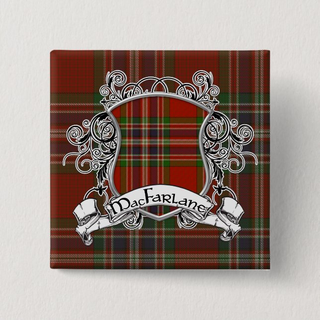 Macaron Carré 5 Cm Bouclier de tartan de MacFarlane (Devant)