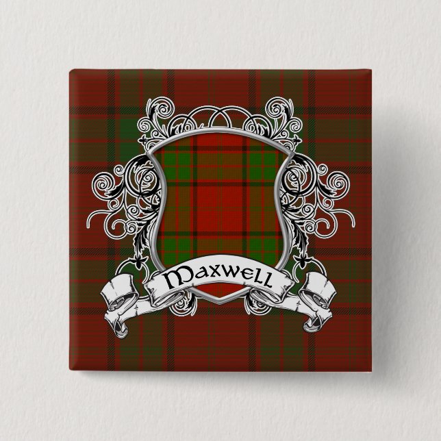Macaron Carré 5 Cm Bouclier de tartan de Maxwell (Devant)