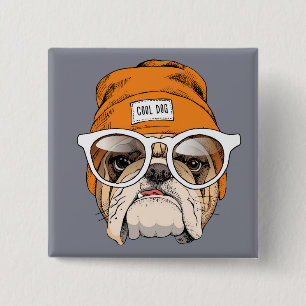 Macaron Carré 5 Cm Bouledogue frais de hippie