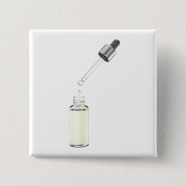 Macaron Carré 5 Cm Bouteille en verre ouvert avec pipette (Devant)