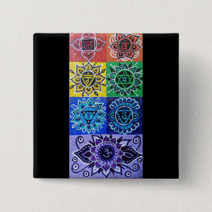 Macaron Carré 5 Cm Bouton 7 chakras