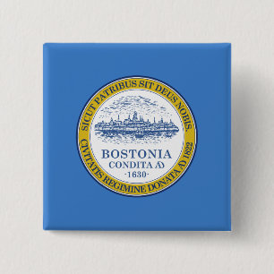Macaron Carré 5 Cm Bouton à broche du drapeau de Boston, Massachusett