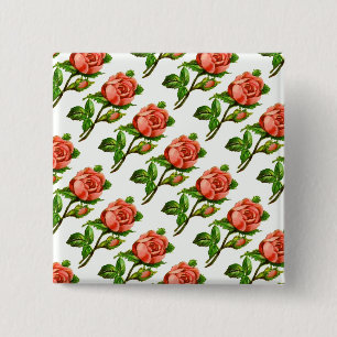 Macaron Carré 5 Cm Bouton à thème du Tea Party Rose victorien