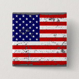 Macaron Carré 5 Cm Bouton affligé de drapeau américain
