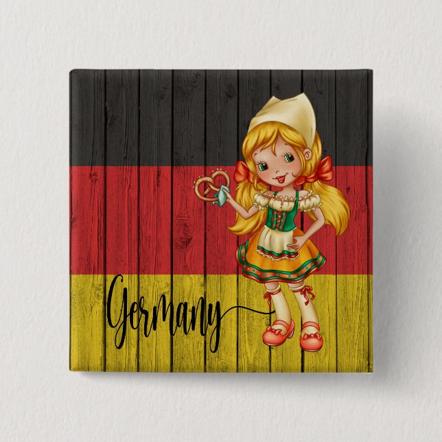 Macaron Carré 5 Cm Bouton Allemagne (Devant)