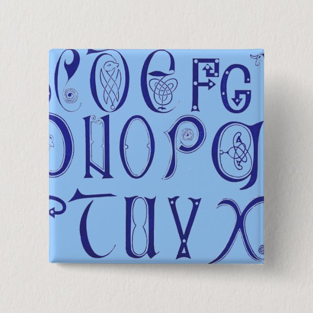 Macaron Carré 5 Cm Bouton Alphabet (Devant)