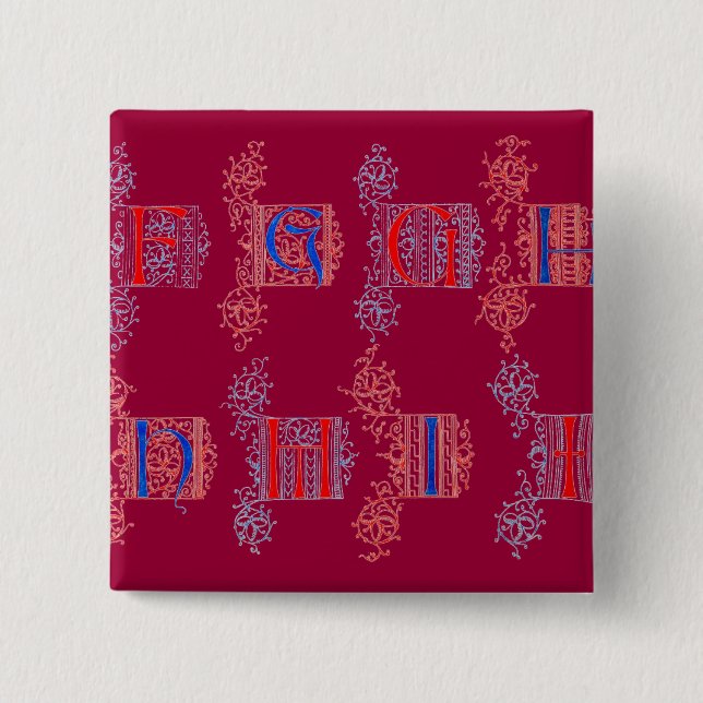 Macaron Carré 5 Cm Bouton Alphabet (Devant)