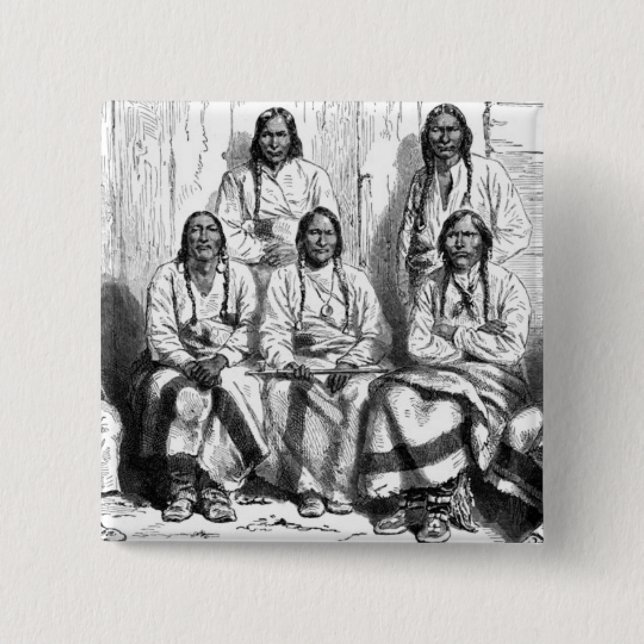 Macaron Carré 5 Cm Bouton Amérindiens (Devant)