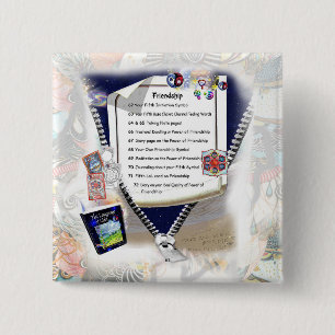 Macaron Carré 5 Cm Bouton Amitié