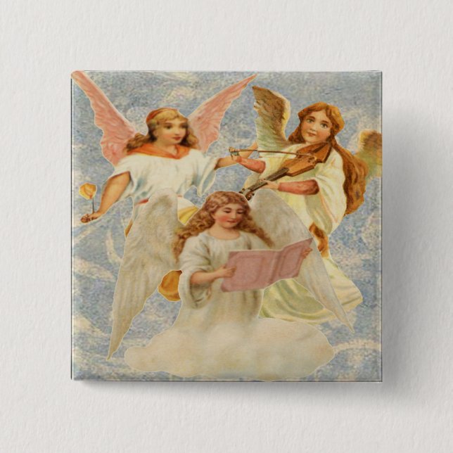Macaron Carré 5 Cm Bouton Angels célestes (Devant)