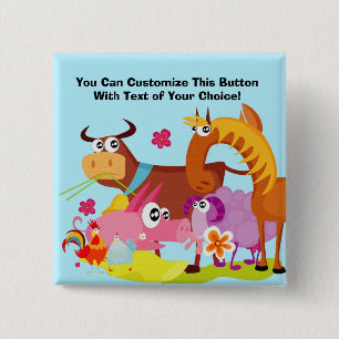 Macaron Carré 5 Cm Bouton Animaux de batterie personnalisés