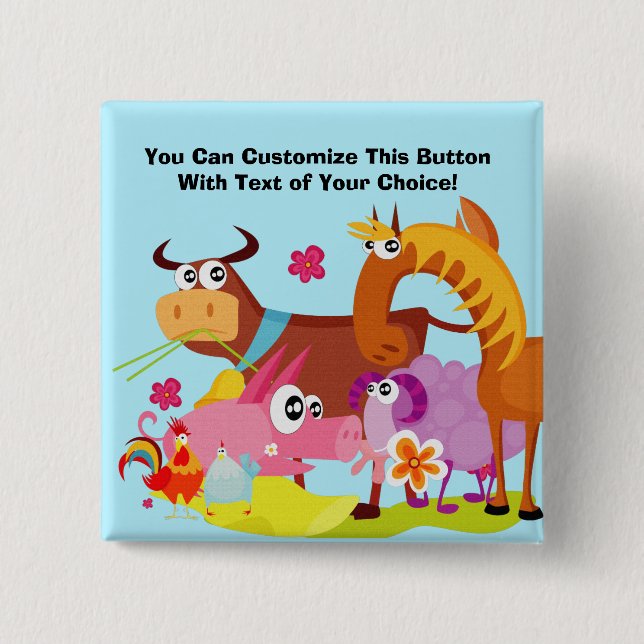 Macaron Carré 5 Cm Bouton Animaux de batterie personnalisés (Devant)