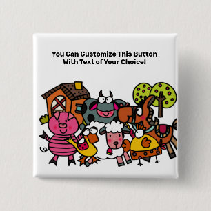 Macaron Carré 5 Cm Bouton Animaux de batterie personnalisés