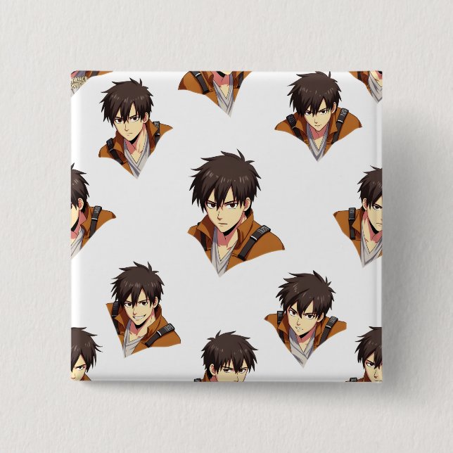 MACARON CARRÉ 5 CM BOUTON ANIME (Devant)