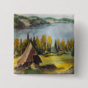 Macaron Carré 5 Cm Bouton Ann Hayes Peinture Chalet Sur Le Lac