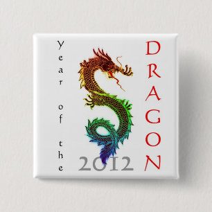 Macaron Carré 5 Cm Bouton Année du Dragon 2012