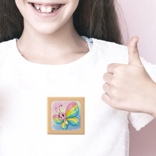 Macaron Carré 5 Cm Bouton Arc-en-ciel