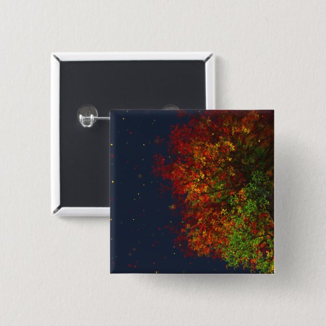 Macaron Carré 5 Cm Bouton Arc-en-ciel en chute (Devant & derrière)