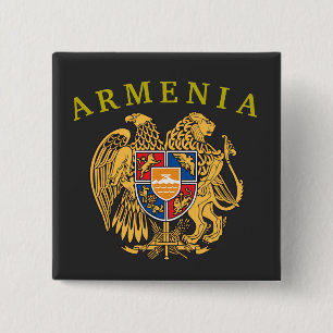 Macaron Carré 5 Cm Bouton Armoiries d'Arménie