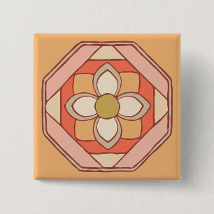 Macaron Carré 5 Cm Bouton Arts Motifs traditionnels coréens