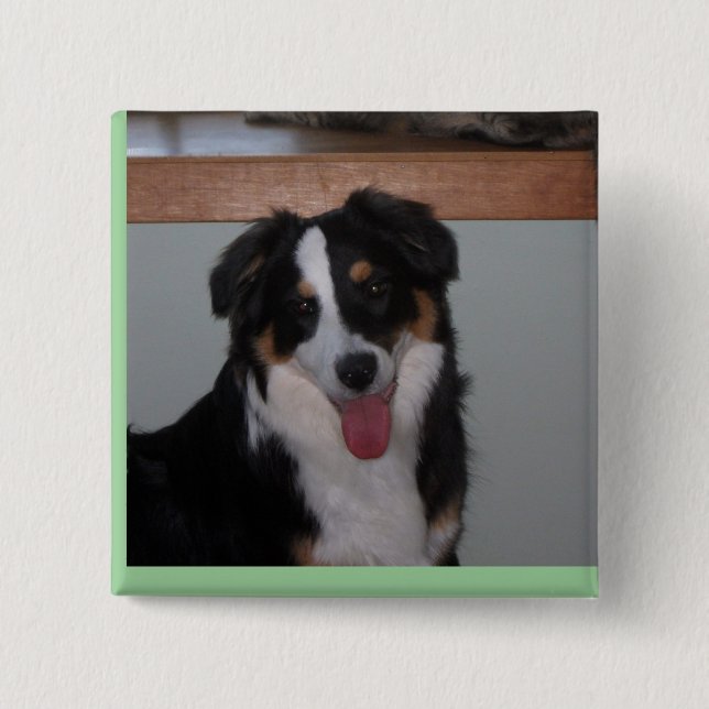 Macaron Carré 5 Cm Bouton australien heureux (Devant)