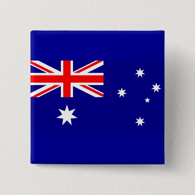 Macaron Carré 5 Cm Bouton avec drapeau d'Australie (Devant)