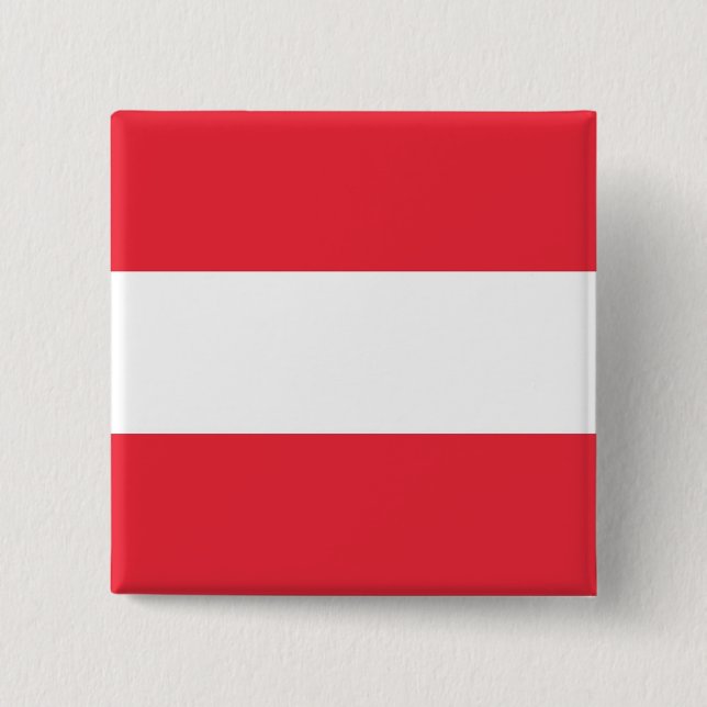 Macaron Carré 5 Cm Bouton avec Drapeau d'Autriche (Devant)