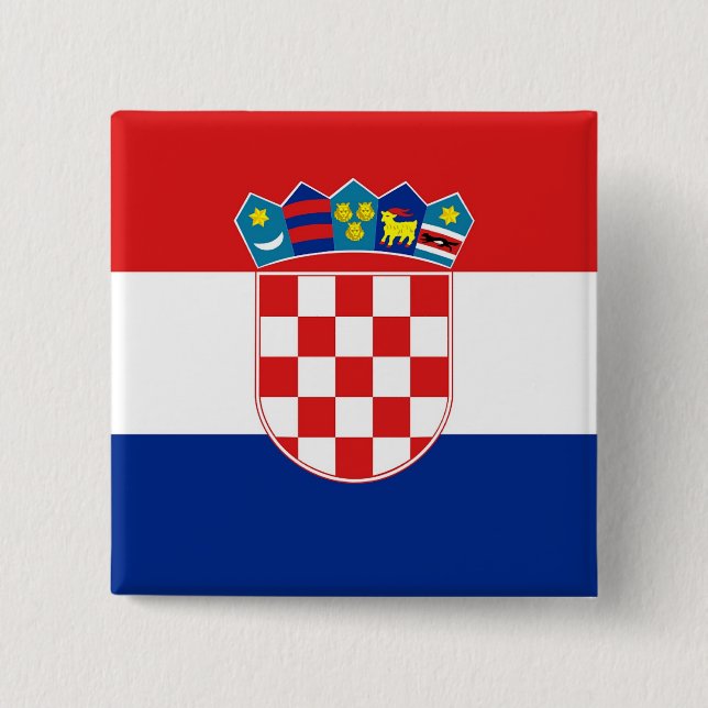 Macaron Carré 5 Cm Bouton avec drapeau de Croatie (Devant)