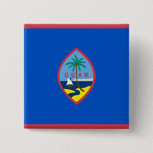 Macaron Carré 5 Cm Bouton avec drapeau de Guam