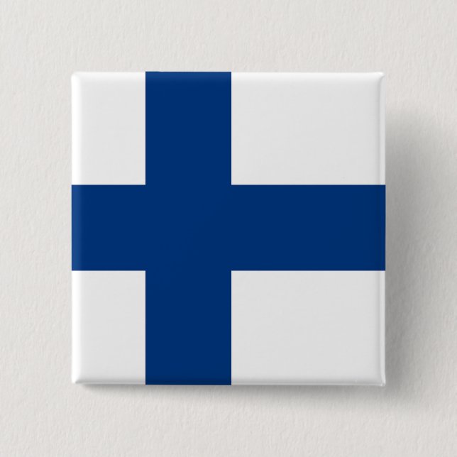 Macaron Carré 5 Cm Bouton avec drapeau de la Finlande (Devant)