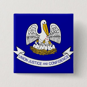 Macaron Carré 5 Cm Bouton avec drapeau de la Louisiane
