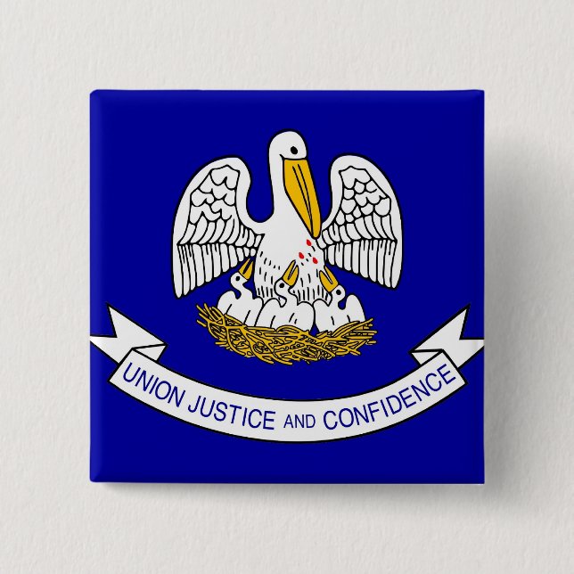 Macaron Carré 5 Cm Bouton avec drapeau de la Louisiane (Devant)