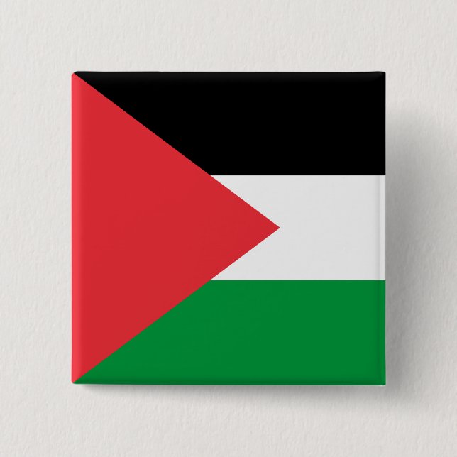Macaron Carré 5 Cm Bouton avec drapeau de la Palestine (Devant)