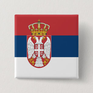 Macaron Carré 5 Cm Bouton avec drapeau de la Serbie