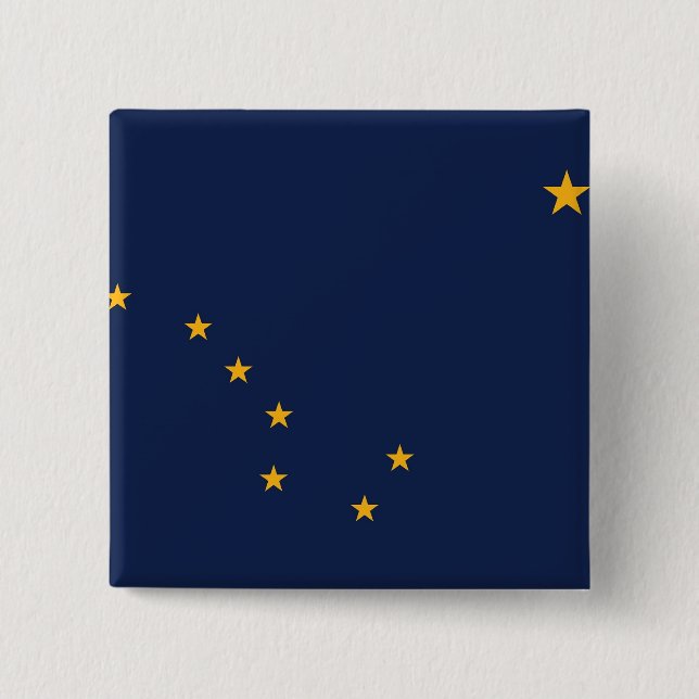 Macaron Carré 5 Cm Bouton avec drapeau de l'Alaska (Devant)