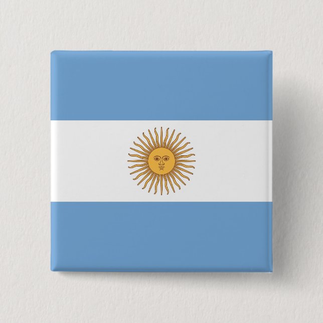 Macaron Carré 5 Cm Bouton avec drapeau de l'Argentine (Devant)