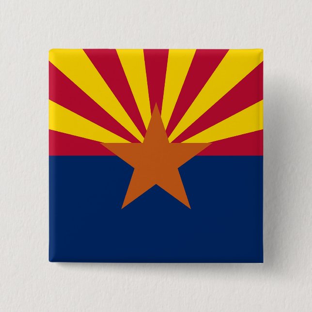 Macaron Carré 5 Cm Bouton avec drapeau de l'Arizona (Devant)