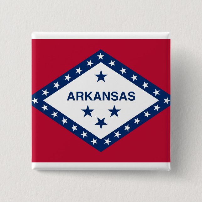 Macaron Carré 5 Cm Bouton avec drapeau de l'Arkansas (Devant)