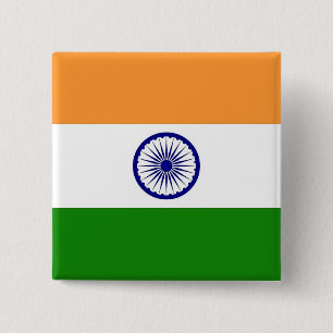 Macaron Carré 5 Cm Bouton avec drapeau de l'Inde