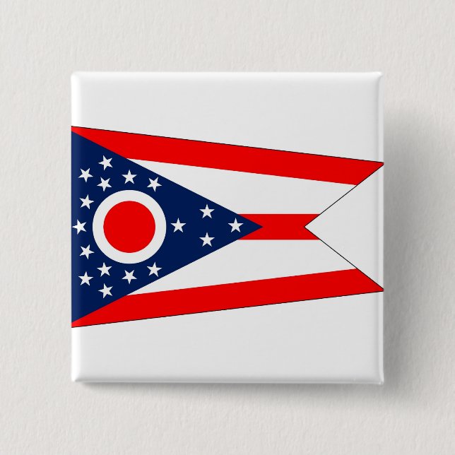 Macaron Carré 5 Cm Bouton avec drapeau de l'Ohio (Devant)