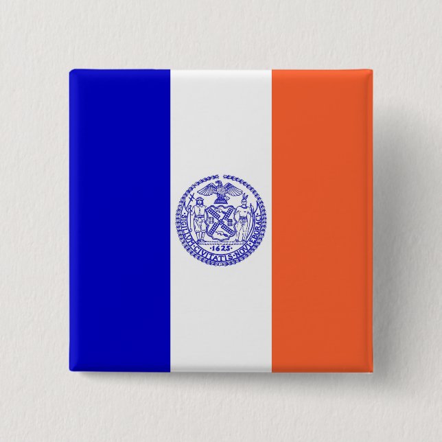 Macaron Carré 5 Cm Bouton avec drapeau de New York (Devant)