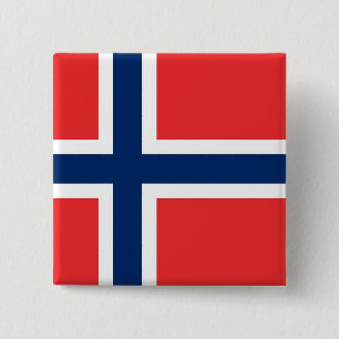 Macaron Carré 5 Cm Bouton avec Drapeau de Norvège