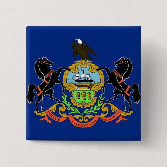 Macaron Carré 5 Cm Bouton avec drapeau de Pennsylvanie (Devant)