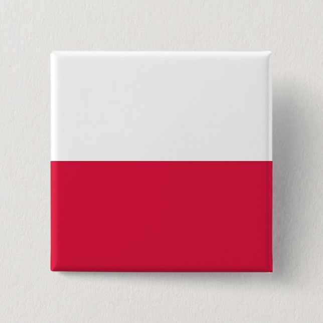 Macaron Carré 5 Cm Bouton avec Drapeau de Pologne (Devant)
