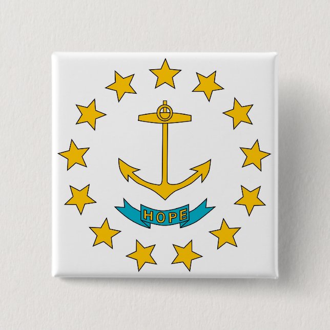 Macaron Carré 5 Cm Bouton avec drapeau de Rhode Island (Devant)
