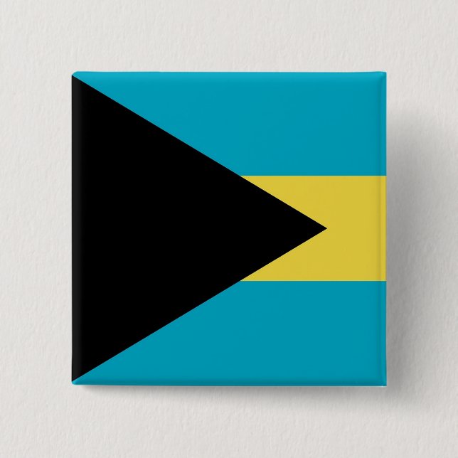 Macaron Carré 5 Cm Bouton avec drapeau des Bahamas (Devant)