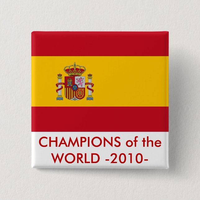 Macaron Carré 5 Cm Bouton avec drapeau d'Espagne (Devant)