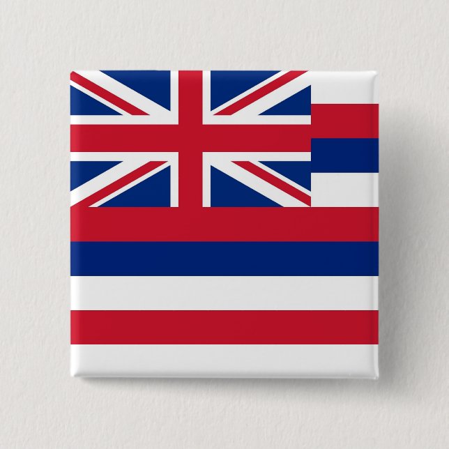 Macaron Carré 5 Cm Bouton avec drapeau d'Hawaii (Devant)