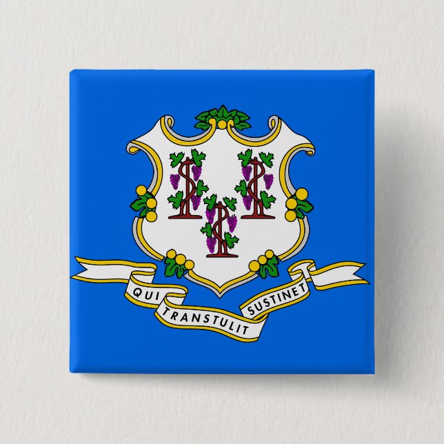 Macaron Carré 5 Cm Bouton avec drapeau du Connecticut (Devant)